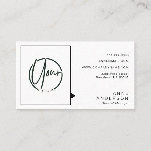 Custom Simple 2 Logos QR Code Corporation Visitenkarte (Vorderseite)