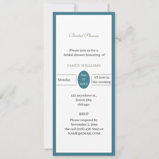 Custom Simple Blue Brautparty Einladung (Vorderseite)