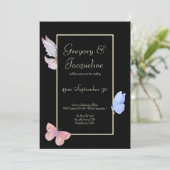 Custom Simple Elegancolor Butterfly Wedding Einladung (Stehend Vorderseite)