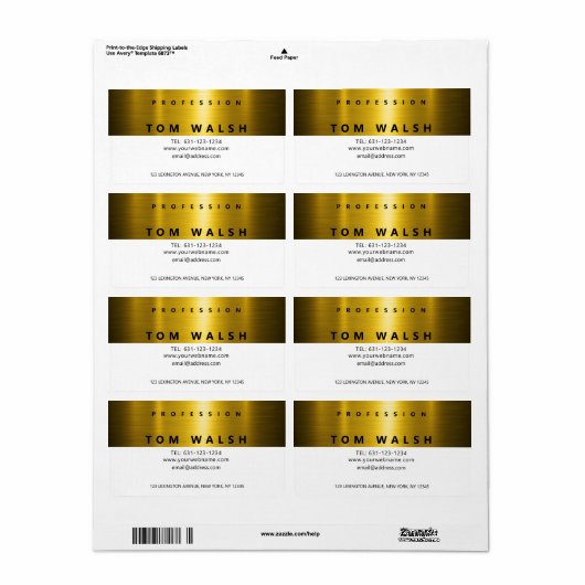 Custom Simple Elegant Gold White Business Card (Vorne)
