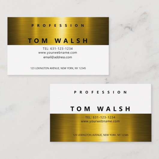 Custom Simple Elegant Gold White Business Card Visitenkarte (Vorne/Hinten)