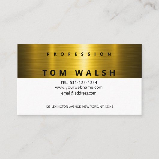 Custom Simple Elegant Gold White Business Card Visitenkarte (Vorderseite)