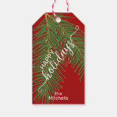 Custom Simple Elegant Minimalistisch Dark Red Whit Geschenkanhänger (Rückseite)