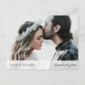 Custom Simple Elegant Wedding Foto Vielen Dank Postkarte (Vorderseite)