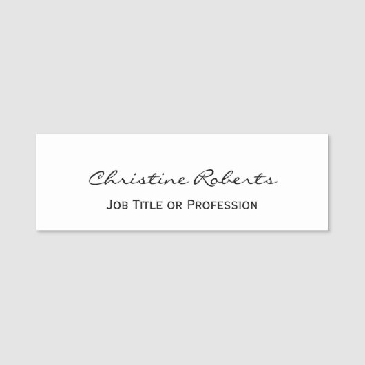 Custom Simple Elegant White Business Mitarbeiter Namensschild (Vorderseite)