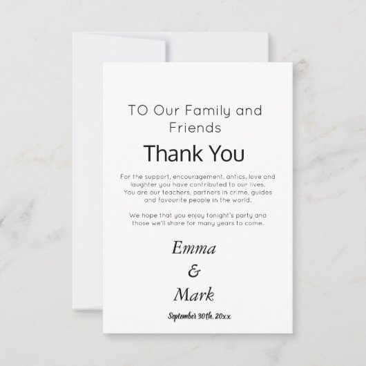 Custom Simple Elegante White Wedding Dankeskarte (Vorderseite)