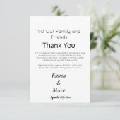 Custom Simple Elegante White Wedding Dankeskarte (Stehend Vorderseite)