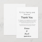 Custom Simple Elegante White Wedding Dankeskarte (Vorne/Hinten)