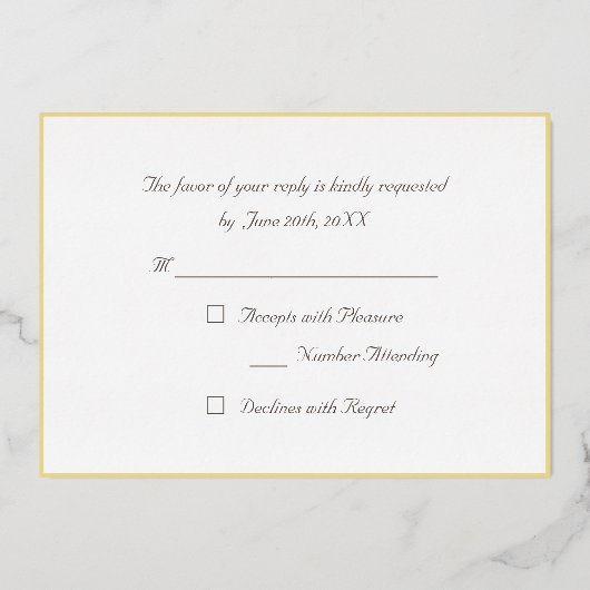 Custom Simple Elegantes Party UAWG White Imitats G Folieneinladung (Rückseite)