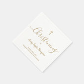 Custom SImple Gold Cross Christening Script Serviette (Ecke)