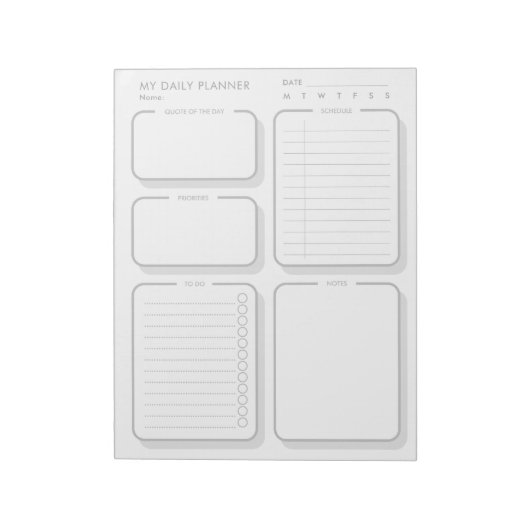 Custom Simple Gray Minimal Undated Daily Planner Notizblock (Rotiert)