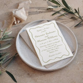 Custom Simple Hand Writing Olive Green Wedding Einladung