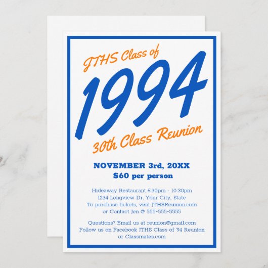 Custom Simple High School Class Wiedersehen Einladung (Vorne/Hinten)