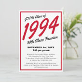 Custom Simple High School Class Wiedersehen Einladung (Stehend Vorderseite)