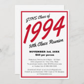 Custom Simple High School Class Wiedersehen Einladung (Vorne/Hinten)