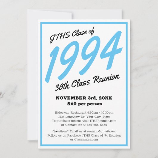 Custom Simple High School Class Wiedersehen Einladung (Vorderseite)