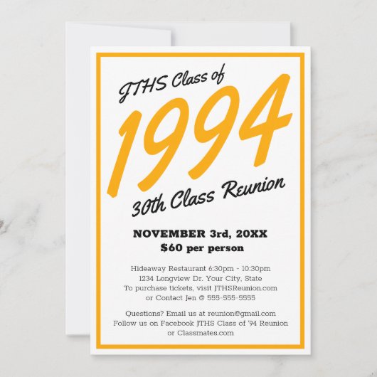 Custom Simple High School Class Wiedersehen Einladung (Vorderseite)