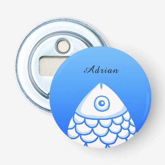 Custom Simple Koi Carp Fisch Blau Abstrakt Flaschenöffner (Vorderseite)