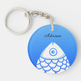 Custom Simple Koi Carp Fisch Blau Abstrakt Schlüsselanhänger
