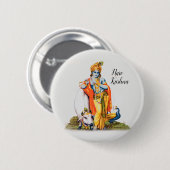 Custom Simple Lord Krishna mit Kuh- und Vogelknopf Button (Vorne & Hinten)