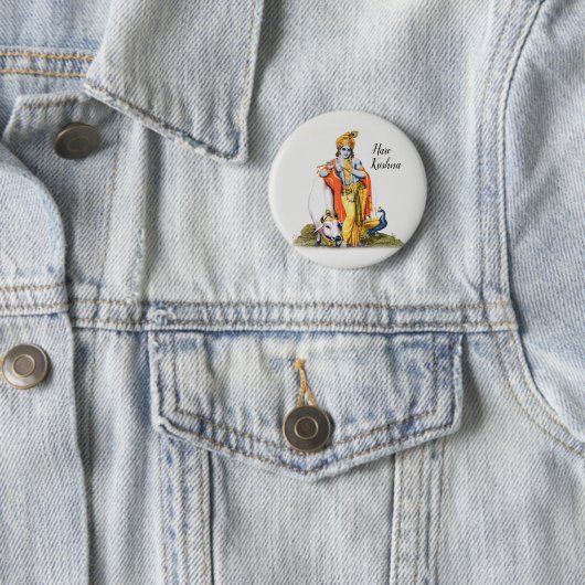 Custom Simple Lord Krishna mit Kuh- und Vogelknopf Button (Beispiel)