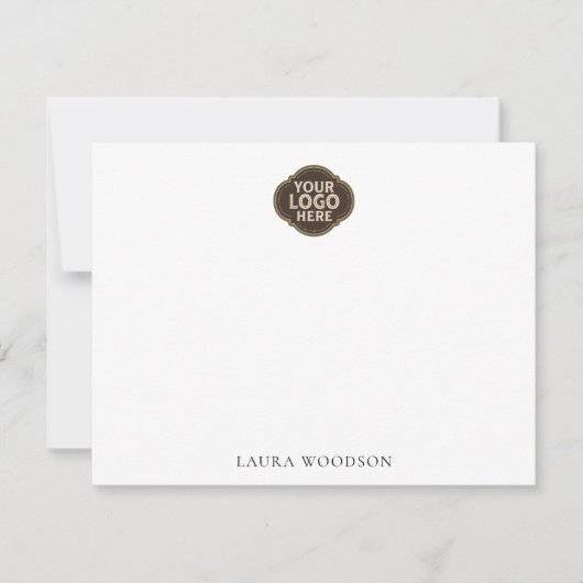 Custom Simple Minimalist Logo And Name  Mitteilungskarte (Vorderseite)