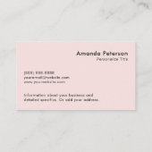 Custom Simple Minimalist Logo Blush Pink Visitenkarte (Rückseite)