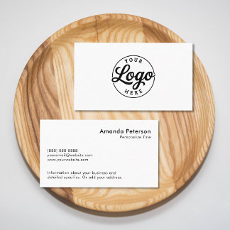 Custom Simple Minimalist Logo White Visitenkarte