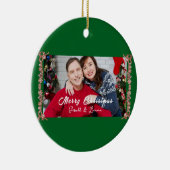 Custom Simple Monogram Green Christmas Foto Keramik Ornament (Rechts)