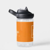 Custom Simple Orange Monogram Name Kids School Trinkflasche (rechts)