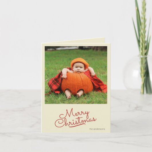 Custom Simple Retro Single Foto Weihnachten Karte (Vorderseite)