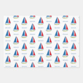 Custom Simple Sailboat Classic Baby Boy Nautical Geschenkpapier Set (Vorderseite)