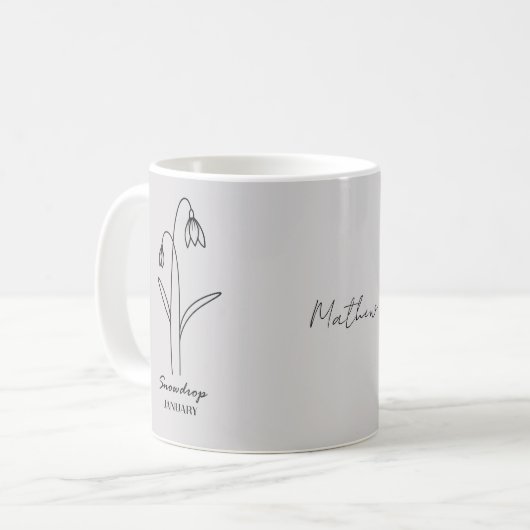Custom Simple Snowdrop Januar Individuelle Name Kaffeetasse (Vorderseite Links)
