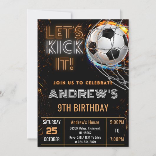 Custom Simple Soccer Birthday Einladung (Vorderseite)