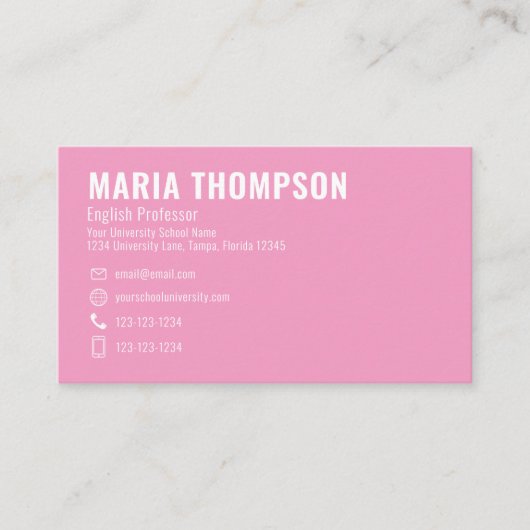 Custom Simple Stylish Pink Green Elegant Paisley Visitenkarte (Vorderseite)