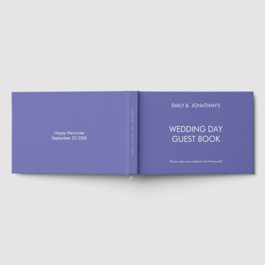 Custom Simple Text Blue Wedding Day Gästebuch (Voll)