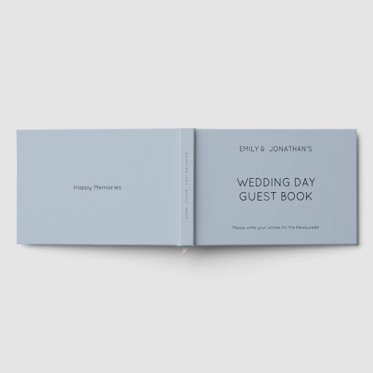 Custom Simple Typografy Dusty Blue Wedding Day Gästebuch (Voll)
