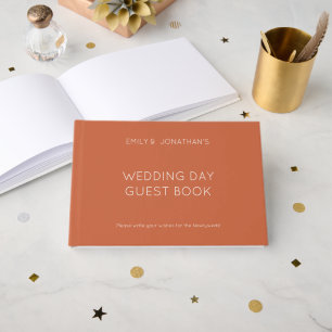Custom Simple Typografy Terracotta Wedding Day Gästebuch