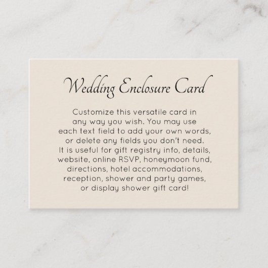 Custom, Simple Versatile DIY Cream Wedding Begleitkarte (Vorderseite)