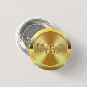 Custom Simulated Engraved Gold Button