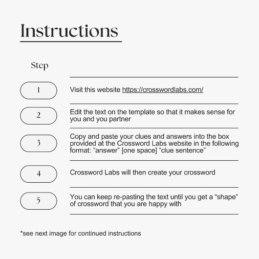 Custom Sip and Solve Wedding Crossword