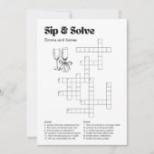 Custom Sip and Solve Wedding Crossword Einladung (Vorderseite)