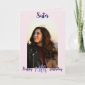 Custom Sister 70. Geburtstag Pink Foto Arch Karte (Vorderseite)