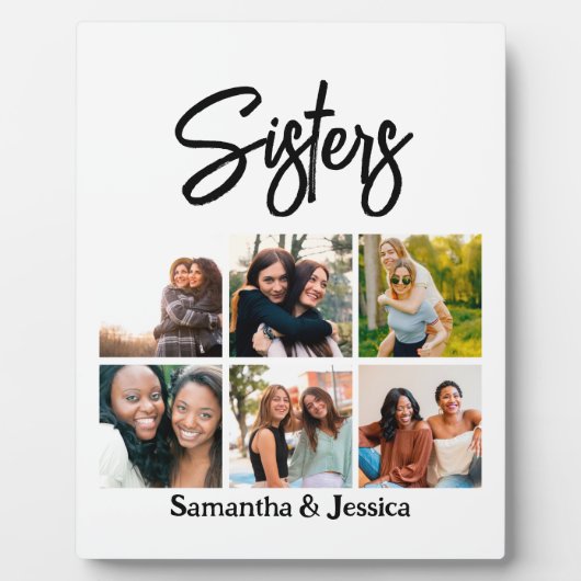 Custom Sisters Script 6 Foto Collage Fotoplatte (Vorderseite)