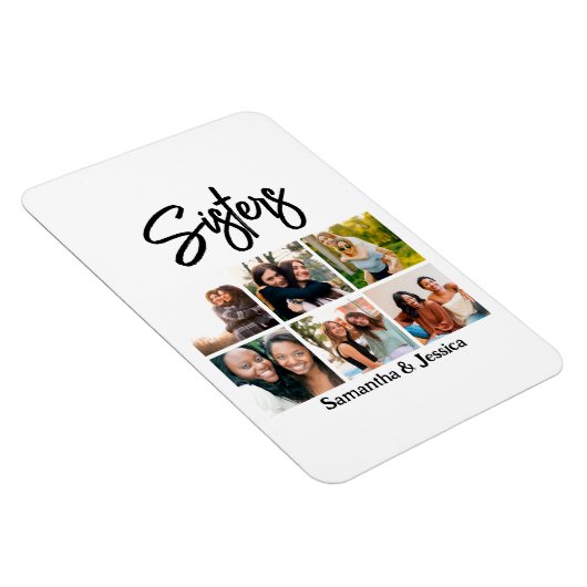 Custom Sisters Script 6 Foto Collage Magnet (Rechte Seite)