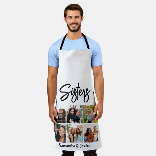 Custom Sisters Script 6 Foto Collage Schürze (Getragen)