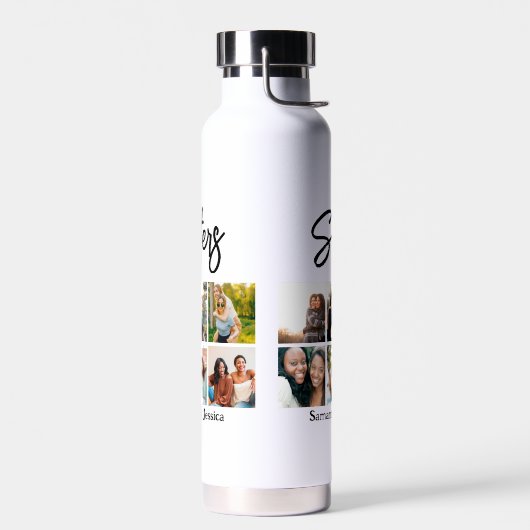 Custom Sisters Script 6 Foto Collage Trinkflasche (Links)