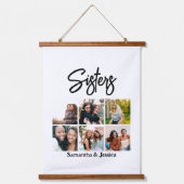 Custom Sisters Script 6 Foto Collage Wandteppich Mit Holzrahmen (Vorderseite)