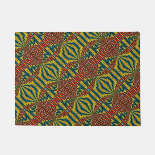 Custom Size Red Blue Yellow Modern Tribal Dog Mat Fußmatte (Vorderseite)
