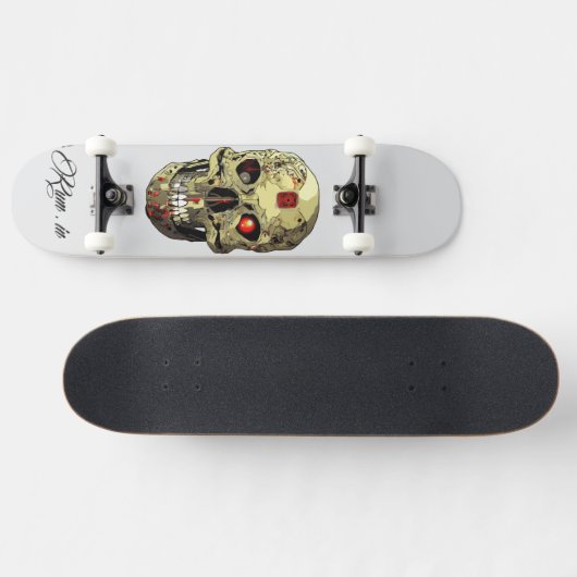 Custom Skateboard Deck - "Skull Cyborg" (Horizontal)